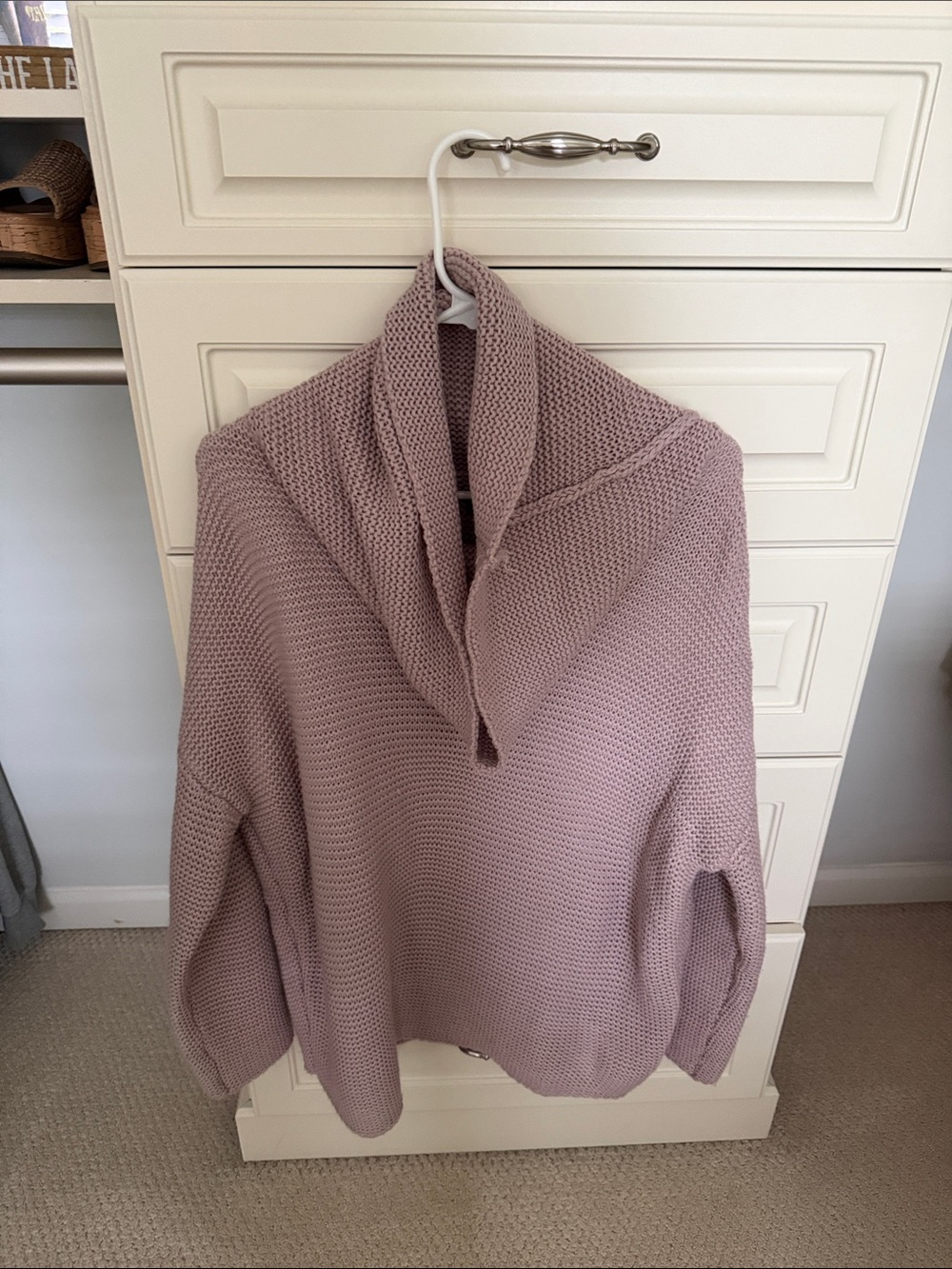 Cozy Knit Cowl Neck Sweater in Dusty Mauve